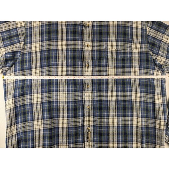 Dockers Long Sleeve Cotton Flannel Blue Plaid Shirt XXL Button Down Heavyweight - Picture 4 of 8